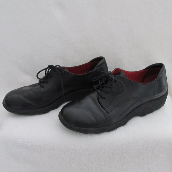 Rockport Women’s Black Leather Platform Lace-up Shoes 7.5 Wide - Picture 1 of 8